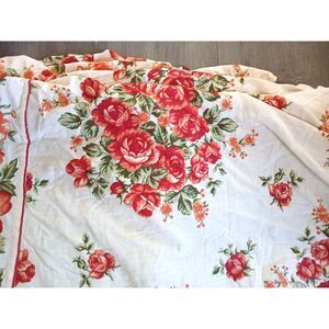 Vtg April Cornell Queen Duvet Cover 2 Euro Shams Reversible Floral Cottage Rose
